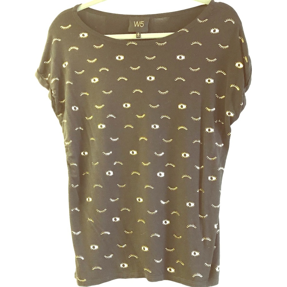 Fun gold eye eyelash t-shirt tunic